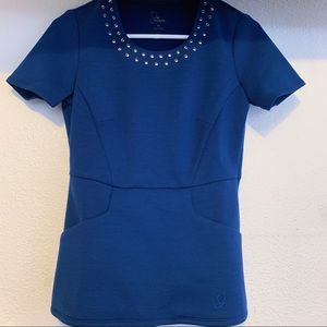 JAANUU SCRUB TOP NAVY BLUE XS